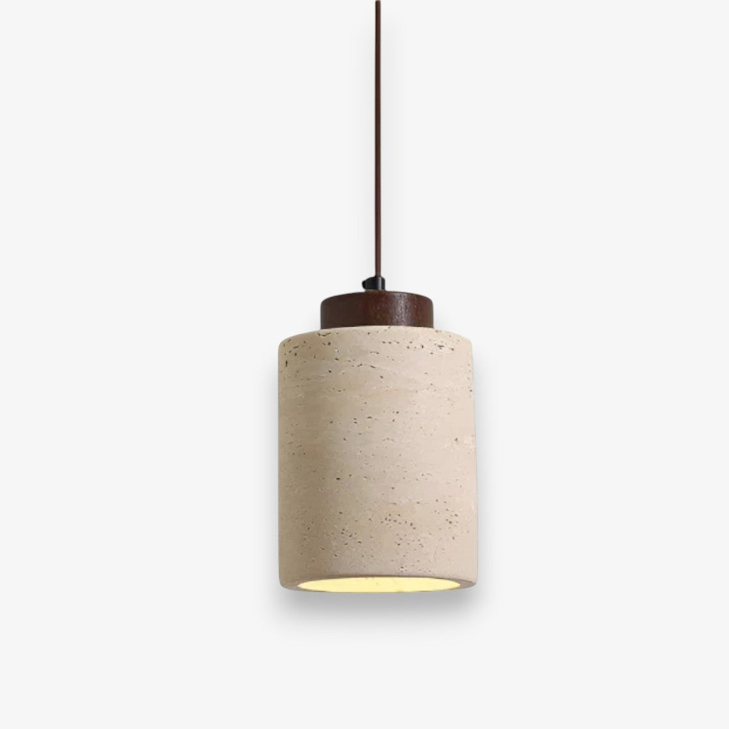Nordic Travertine & Wood Pendant Light