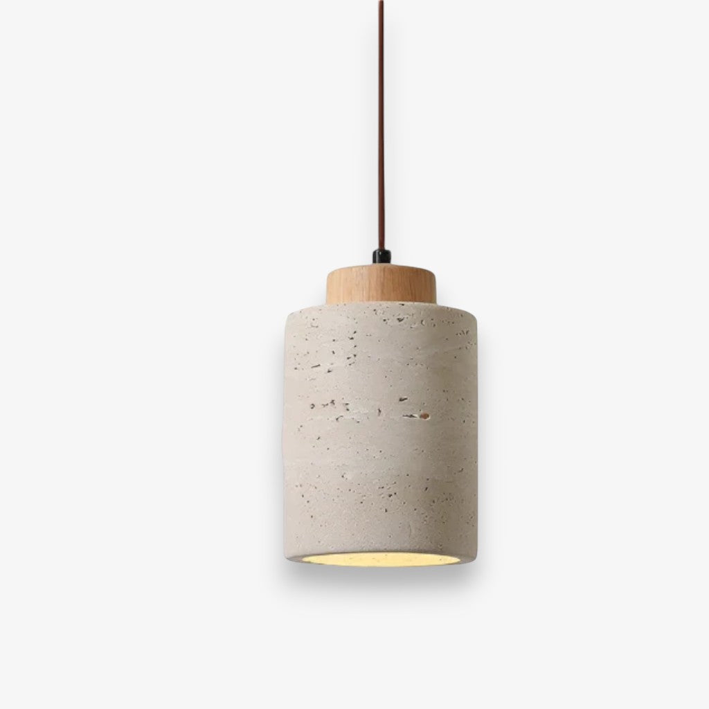 Nordic Travertine & Wood Pendant Light