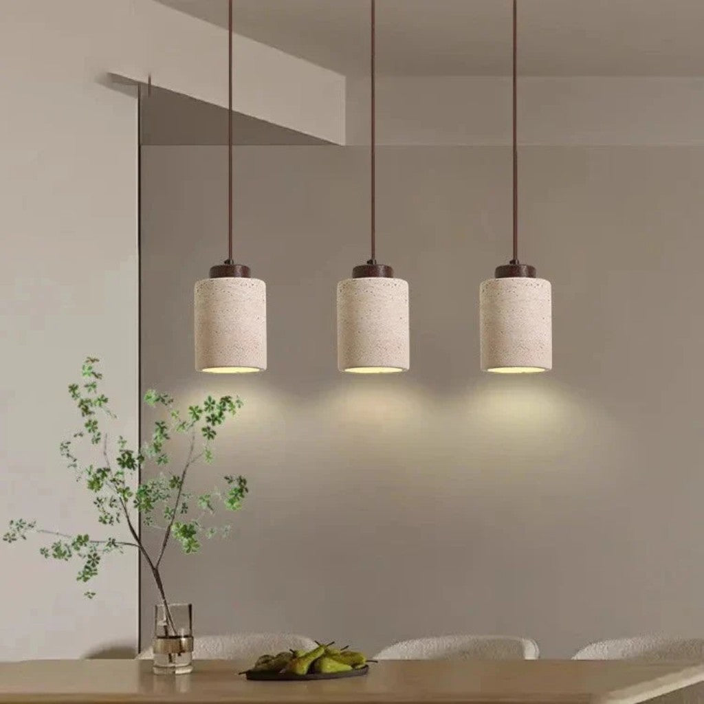 Nordic Travertine & Wood Pendant Light