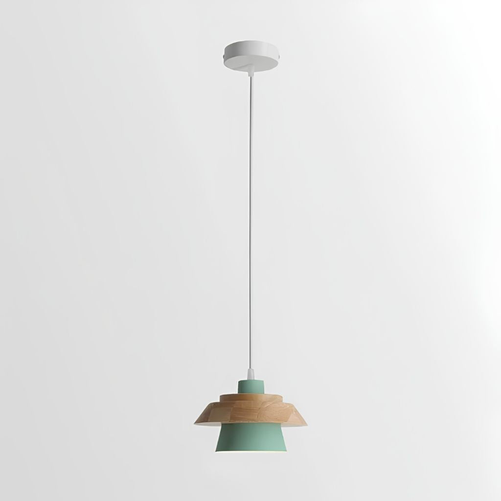 Nordic Iron & Wood Pendant Light with Adjustable Cord