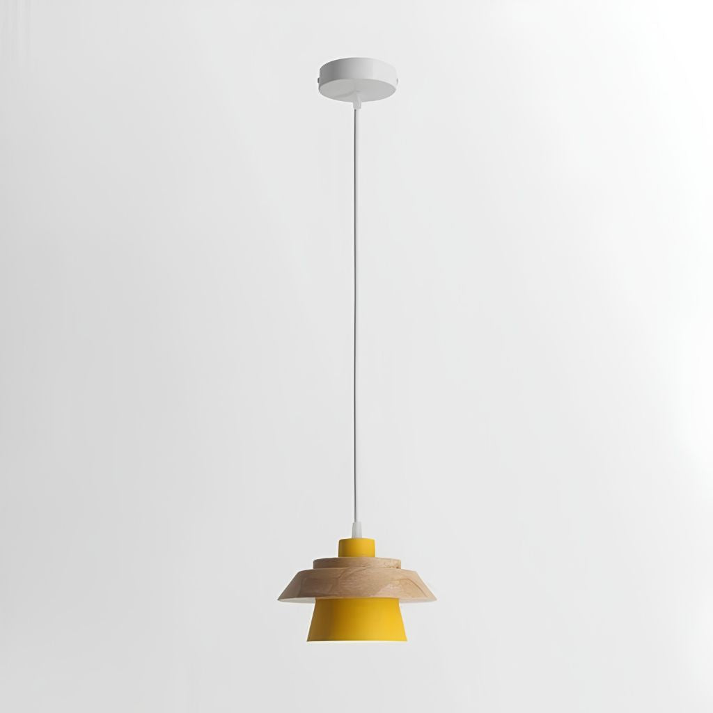 Nordic Iron & Wood Pendant Light with Adjustable Cord