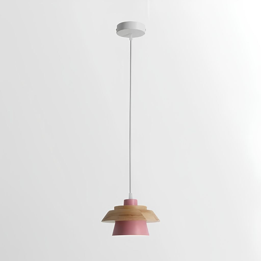Nordic Iron & Wood Pendant Light with Adjustable Cord