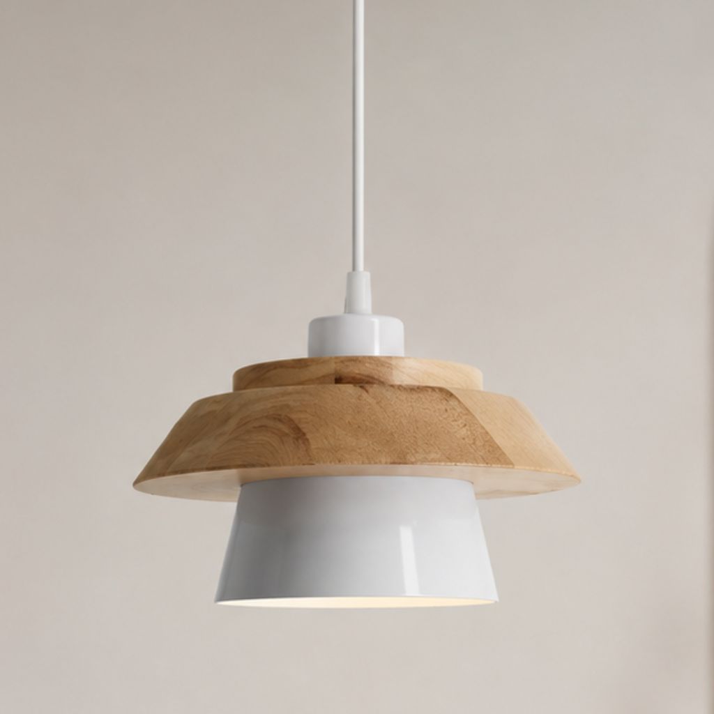 Nordic Iron & Wood Pendant Light with Adjustable Cord