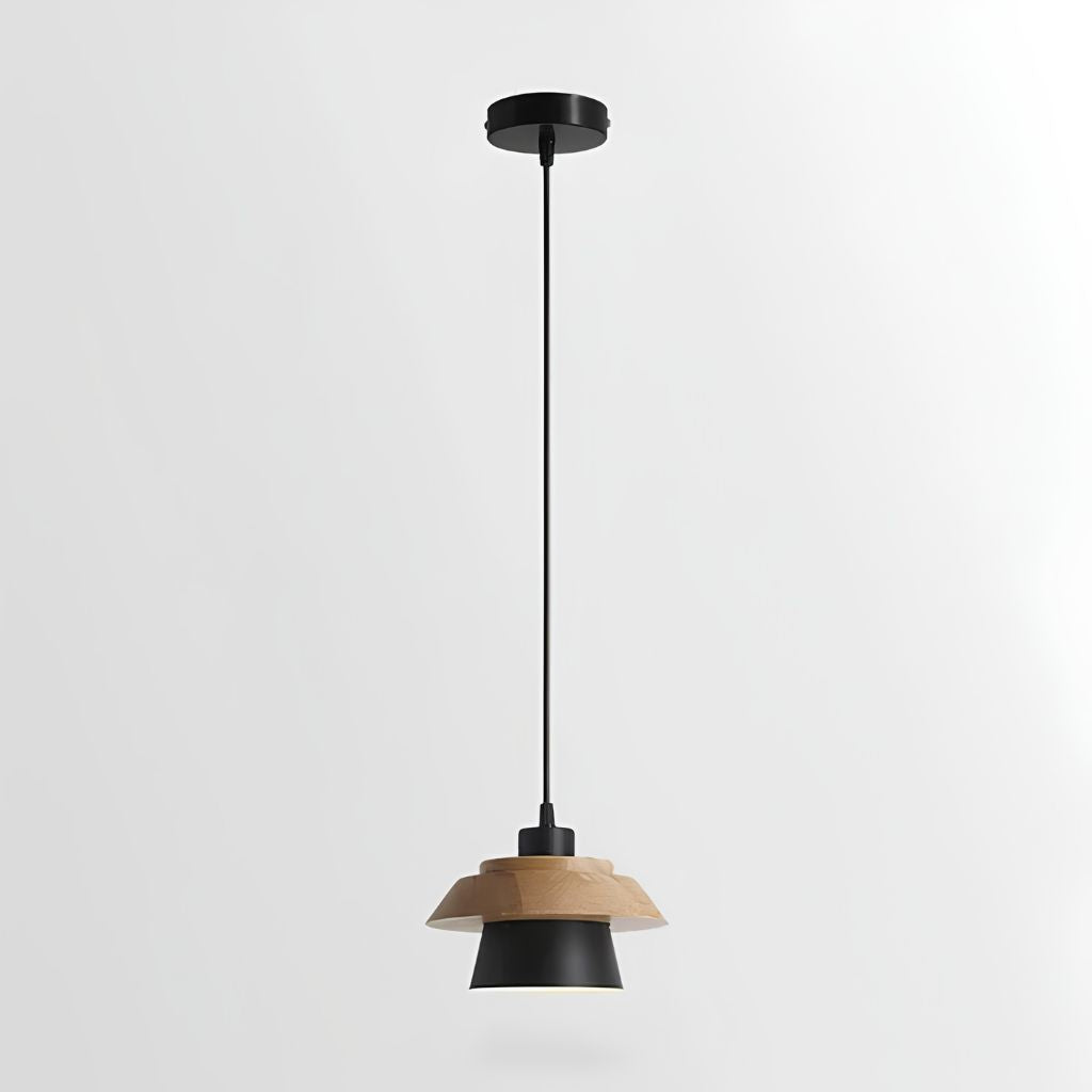 Nordic Iron & Wood Pendant Light with Adjustable Cord