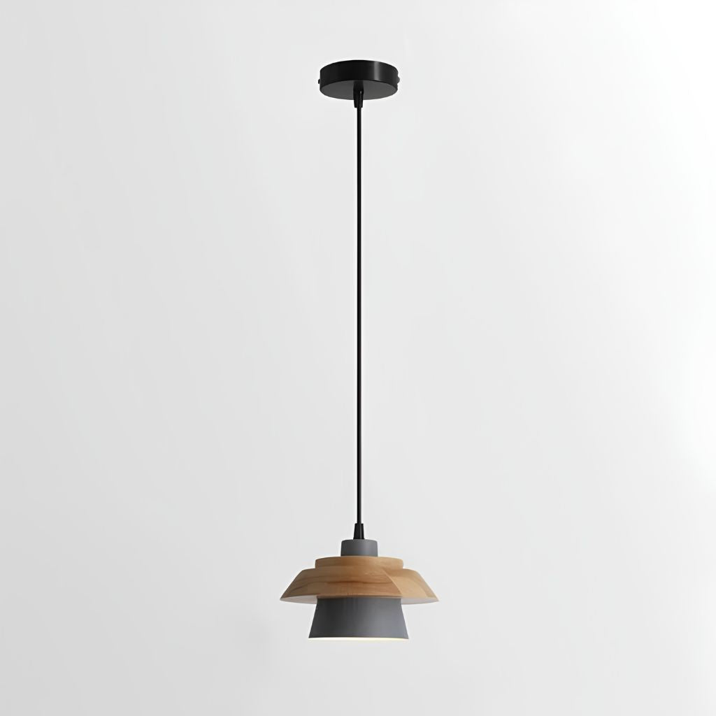Nordic Iron & Wood Pendant Light with Adjustable Cord