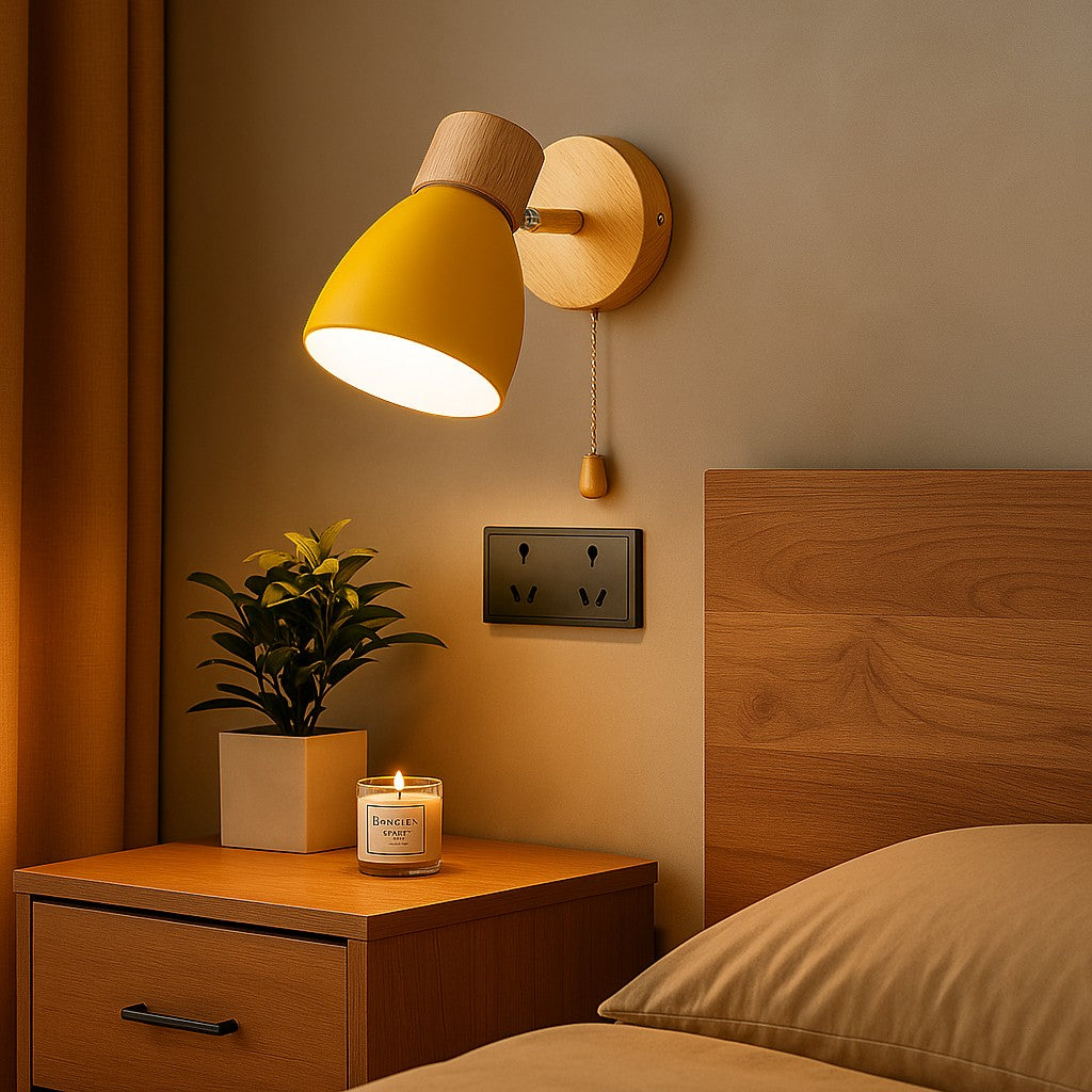 Nordics Wooden Wall Lamp for Bedroom