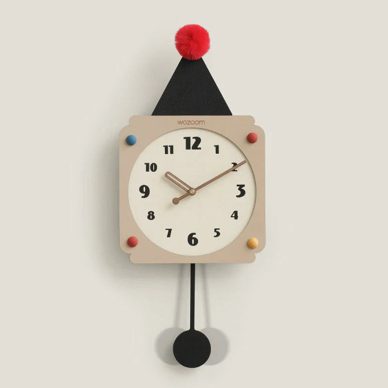 Nude & Black Irregular Rocking Wall Clock – Silent & Modern Design