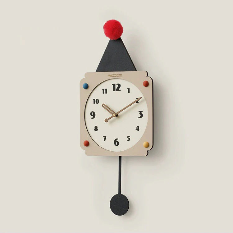 Nude & Black Irregular Rocking Wall Clock – Silent & Modern Design