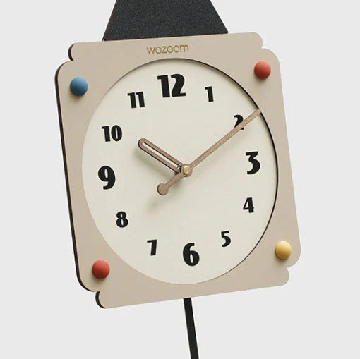 Nude & Black Irregular Rocking Wall Clock – Silent & Modern Design