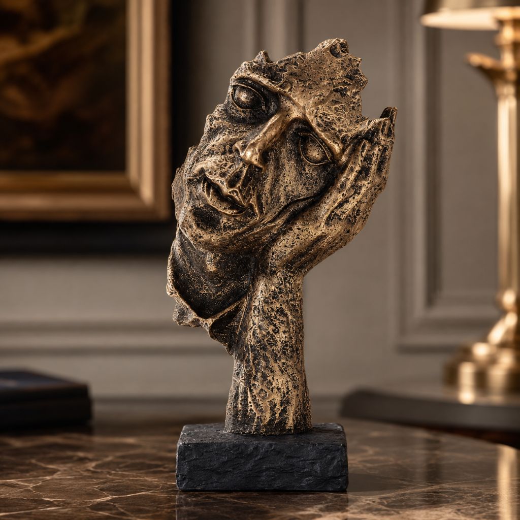 Odin's Faces Nordic-Inspired Resin Sculpture