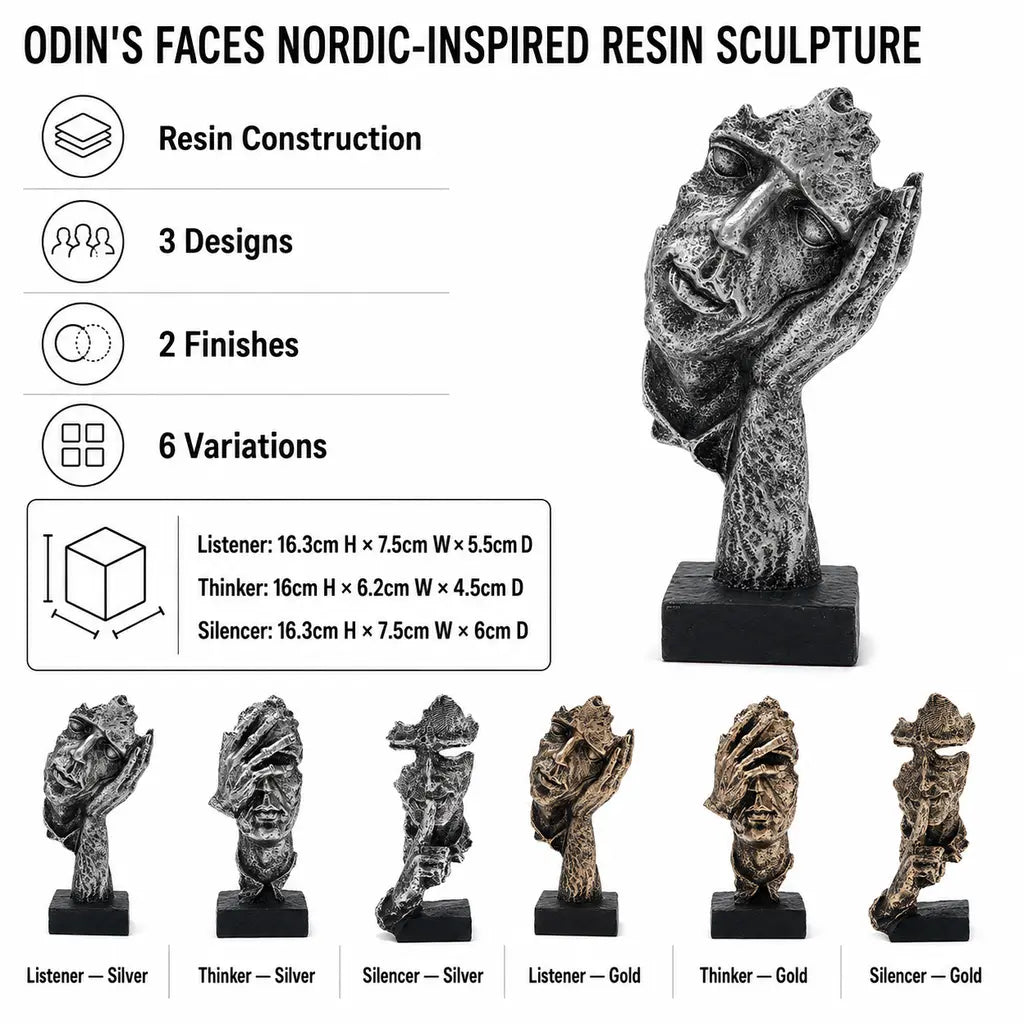 Odin's Faces sculpture specifications and six variations