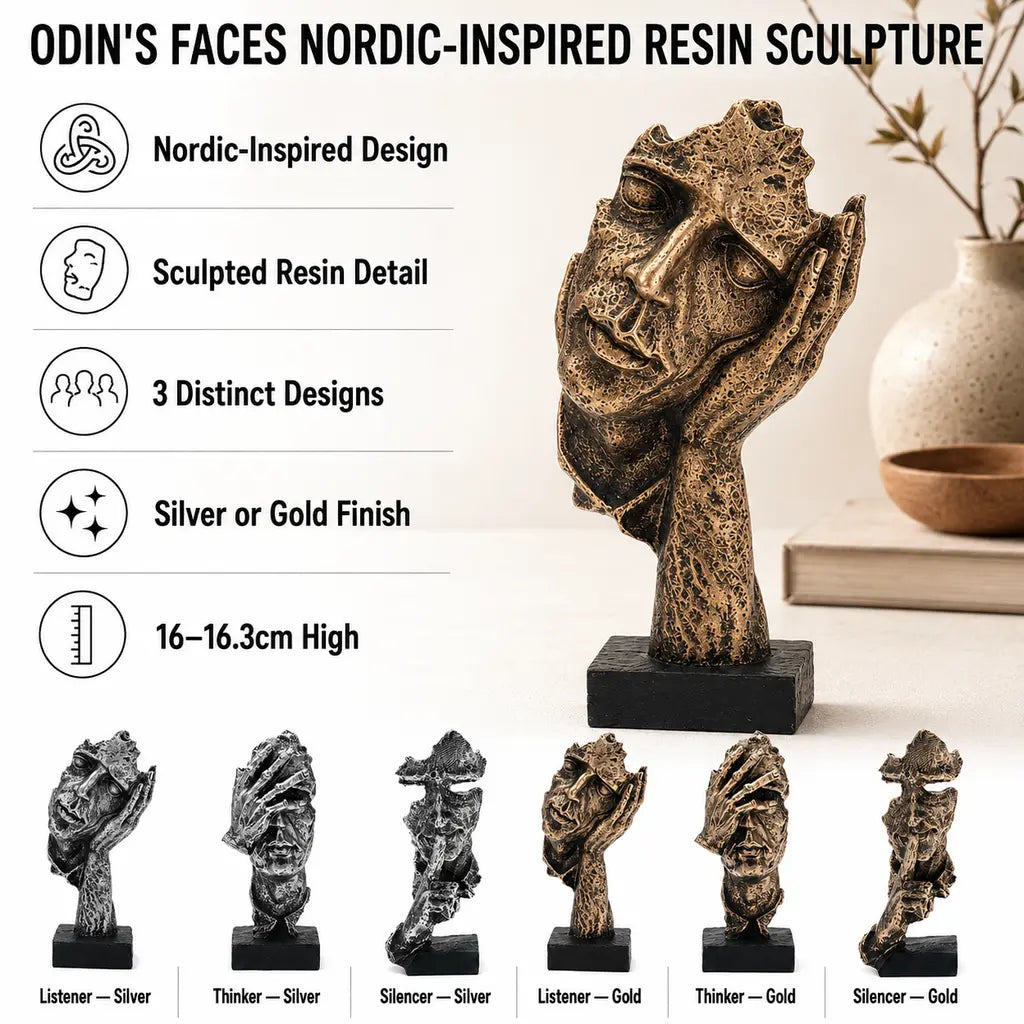 Odin's Faces sculpture benefits and six variations