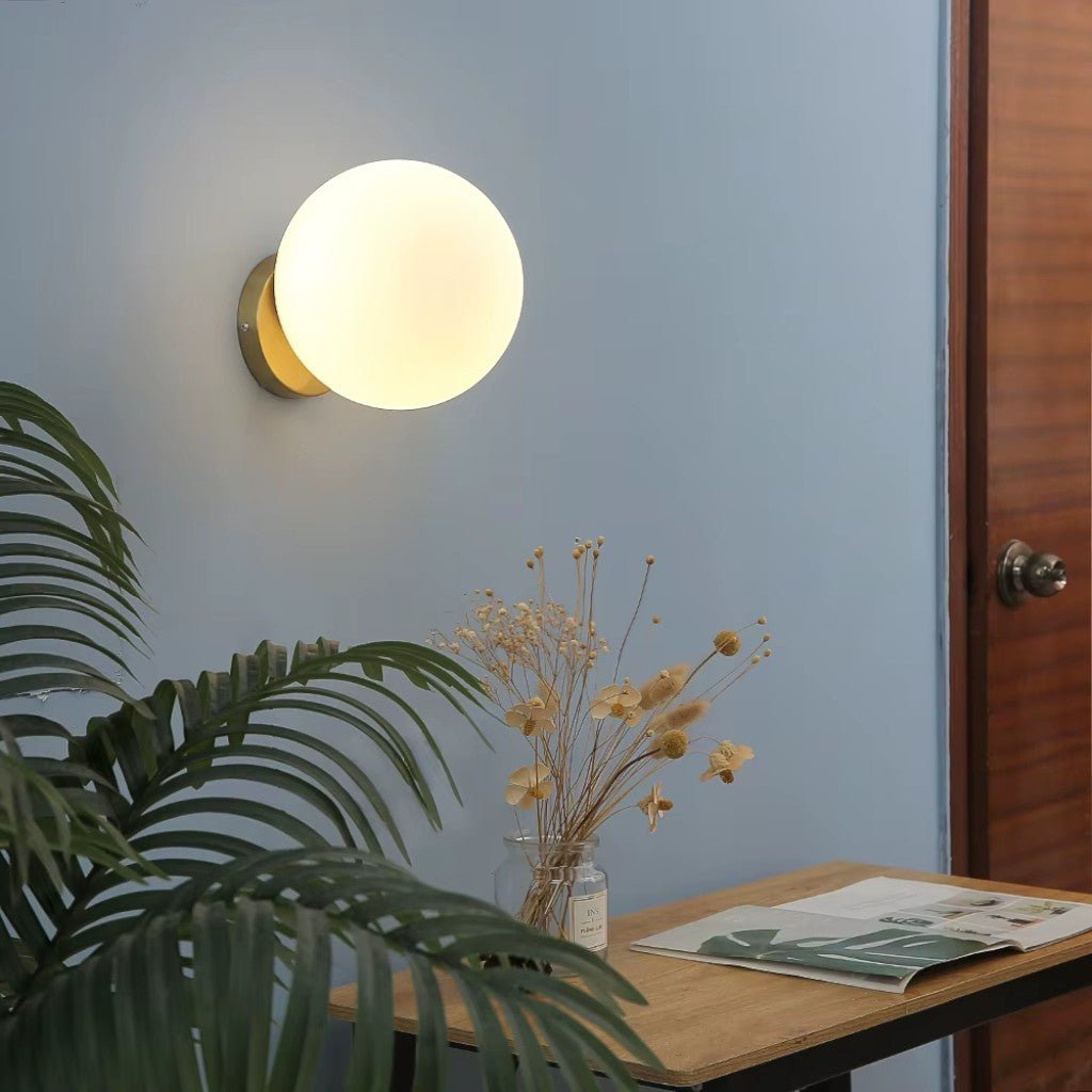 Olo Sphere Bedside Wall Lamp in Gold Finish - Lattea Global