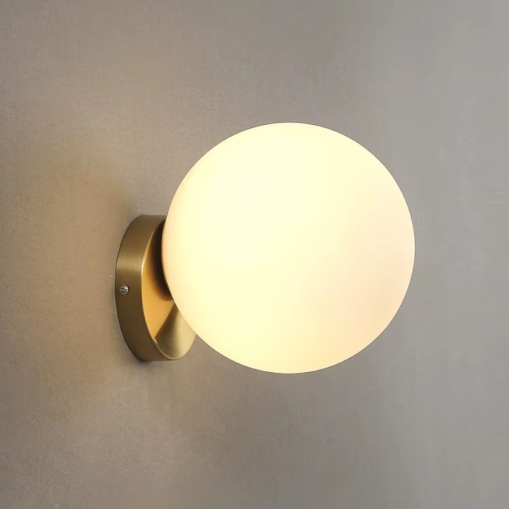 Olo Sphere Bedside Wall Lamp in Gold Finish - Lattea Global