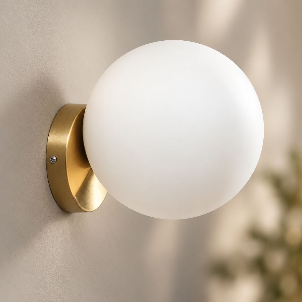 Olo Gold Glass Sphere Wall Light with E27 Fitting