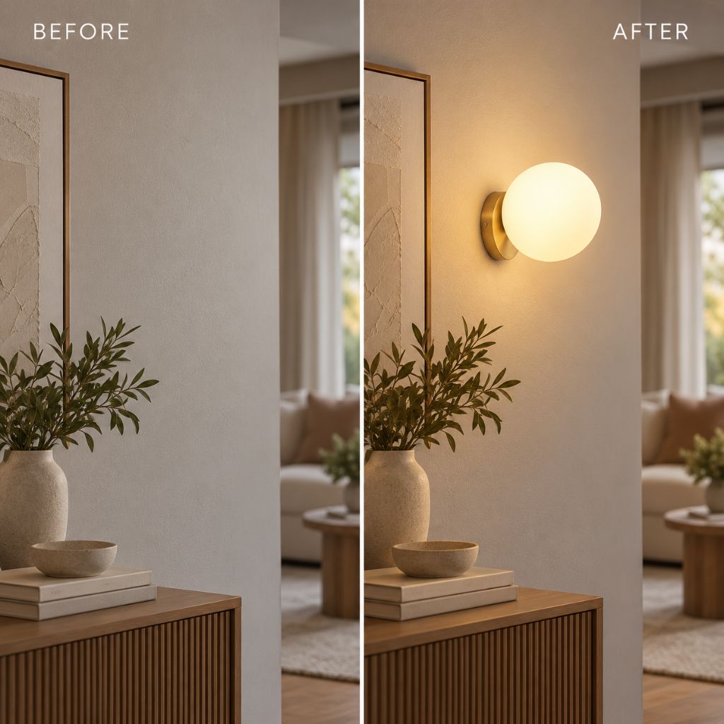 Olo Gold Glass Sphere Wall Light with E27 Fitting