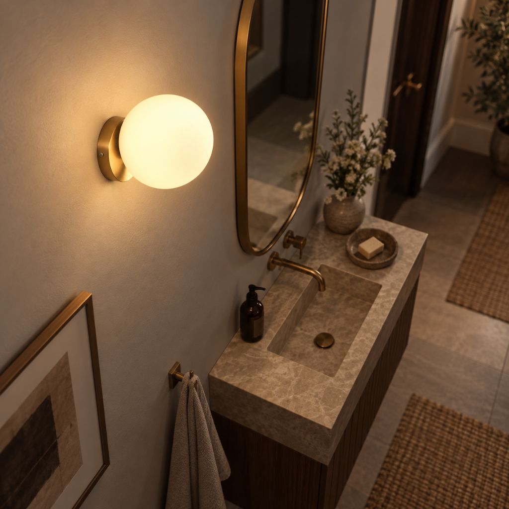 Olo Gold Glass Sphere Wall Light with E27 Fitting