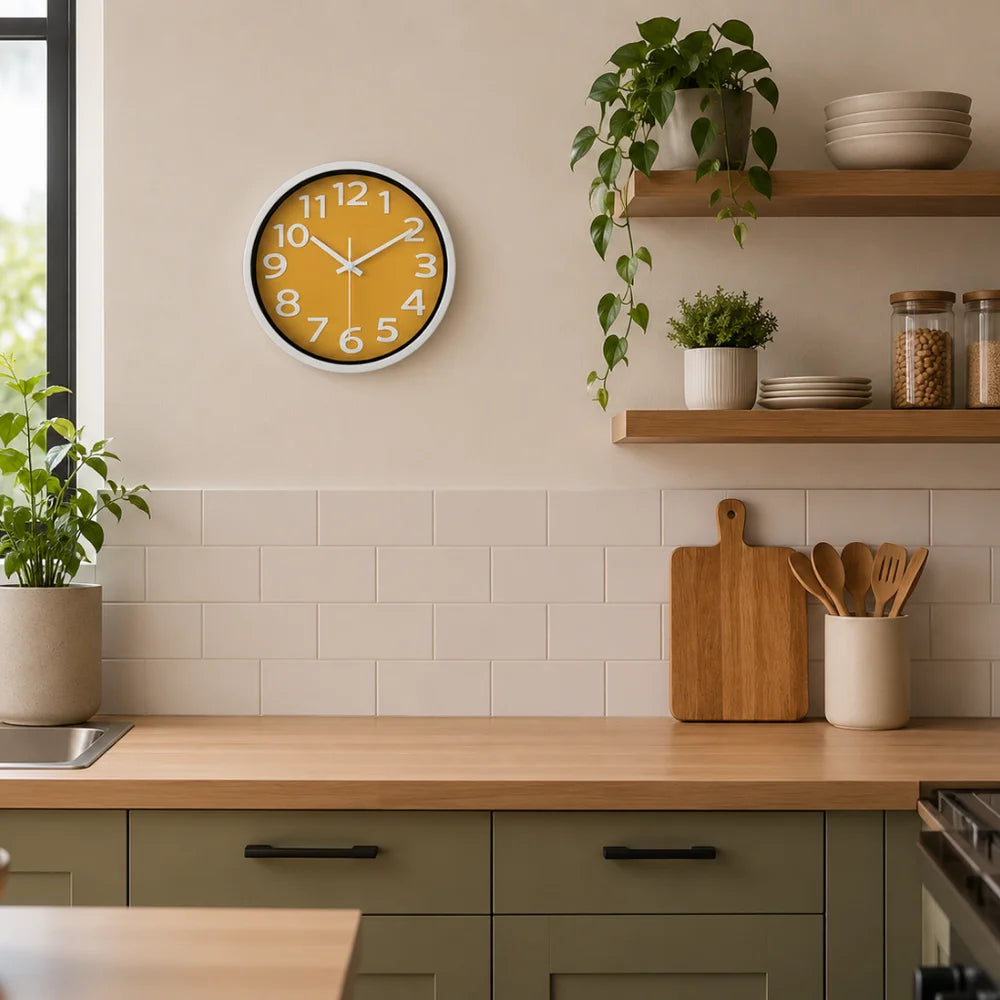 Orange wall clock minimalist nordic style – view 3