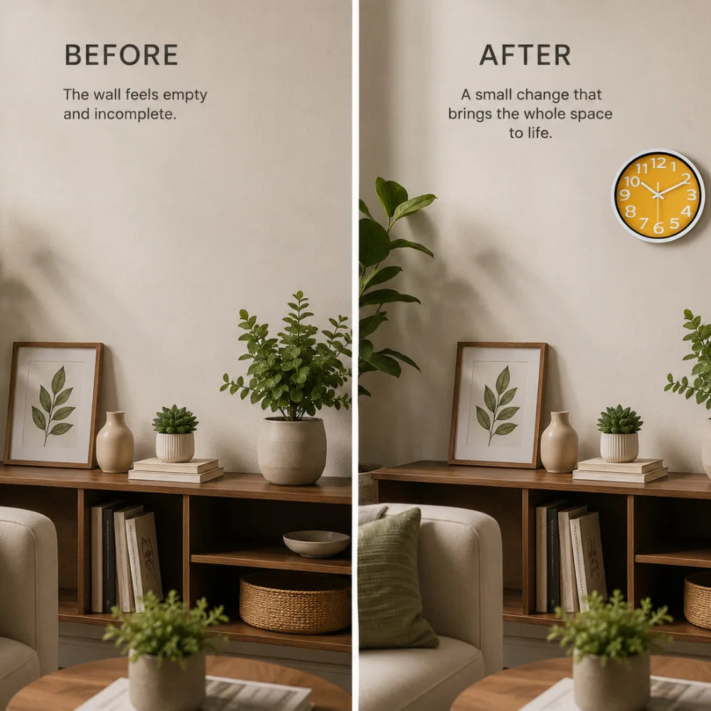 Orange wall clock minimalist nordic style – view 4