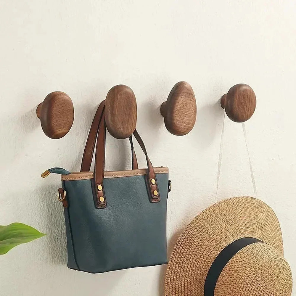 Organic pebble solid wood wall hooks set of 4 – view 6
