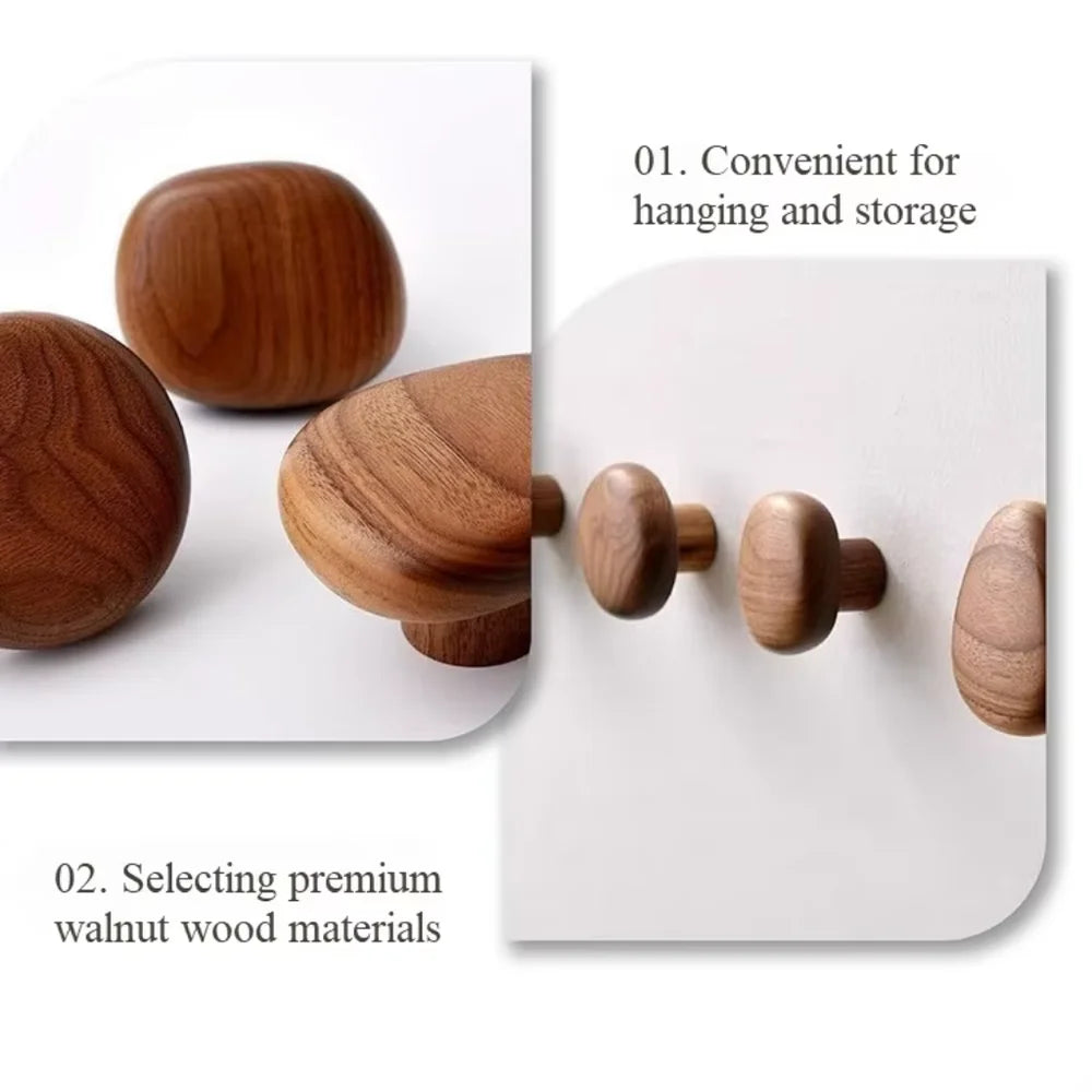 Organic pebble solid wood wall hooks set of 4 – view 7