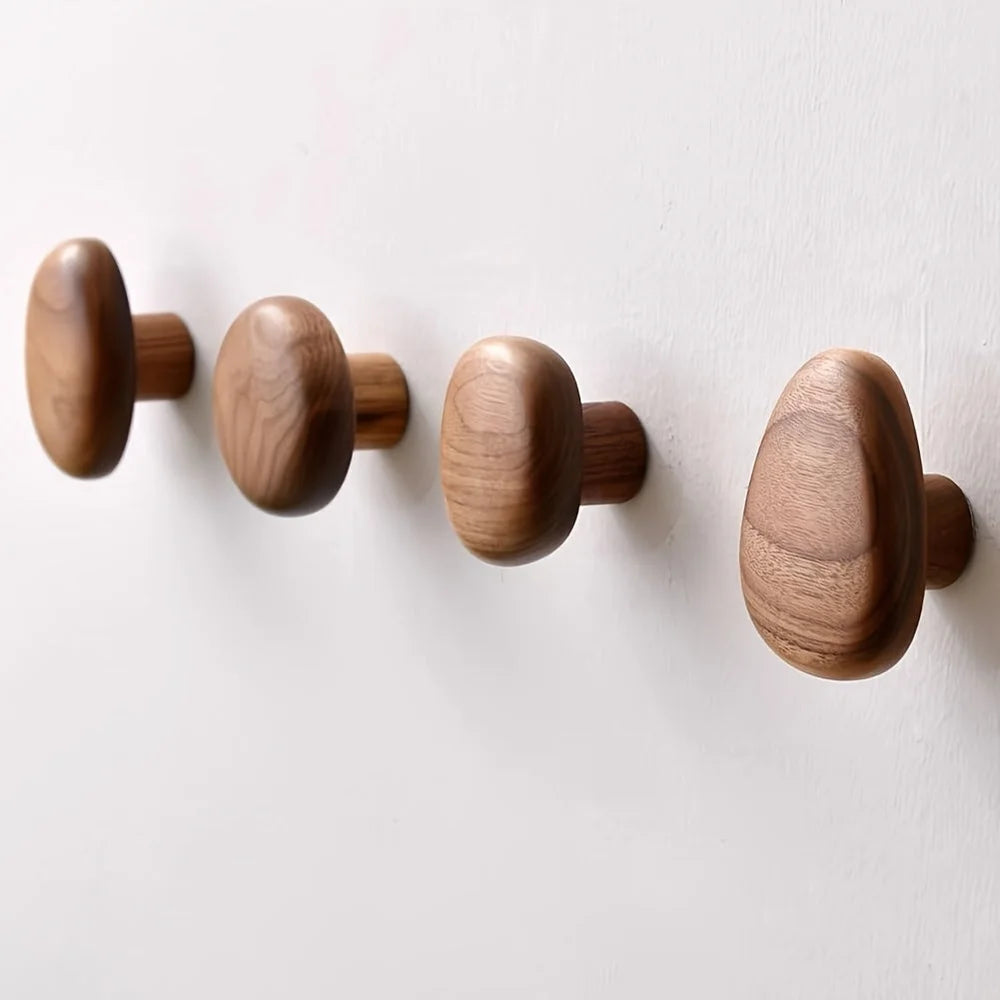 Organic pebble solid wood wall hooks set of 4 – view 11