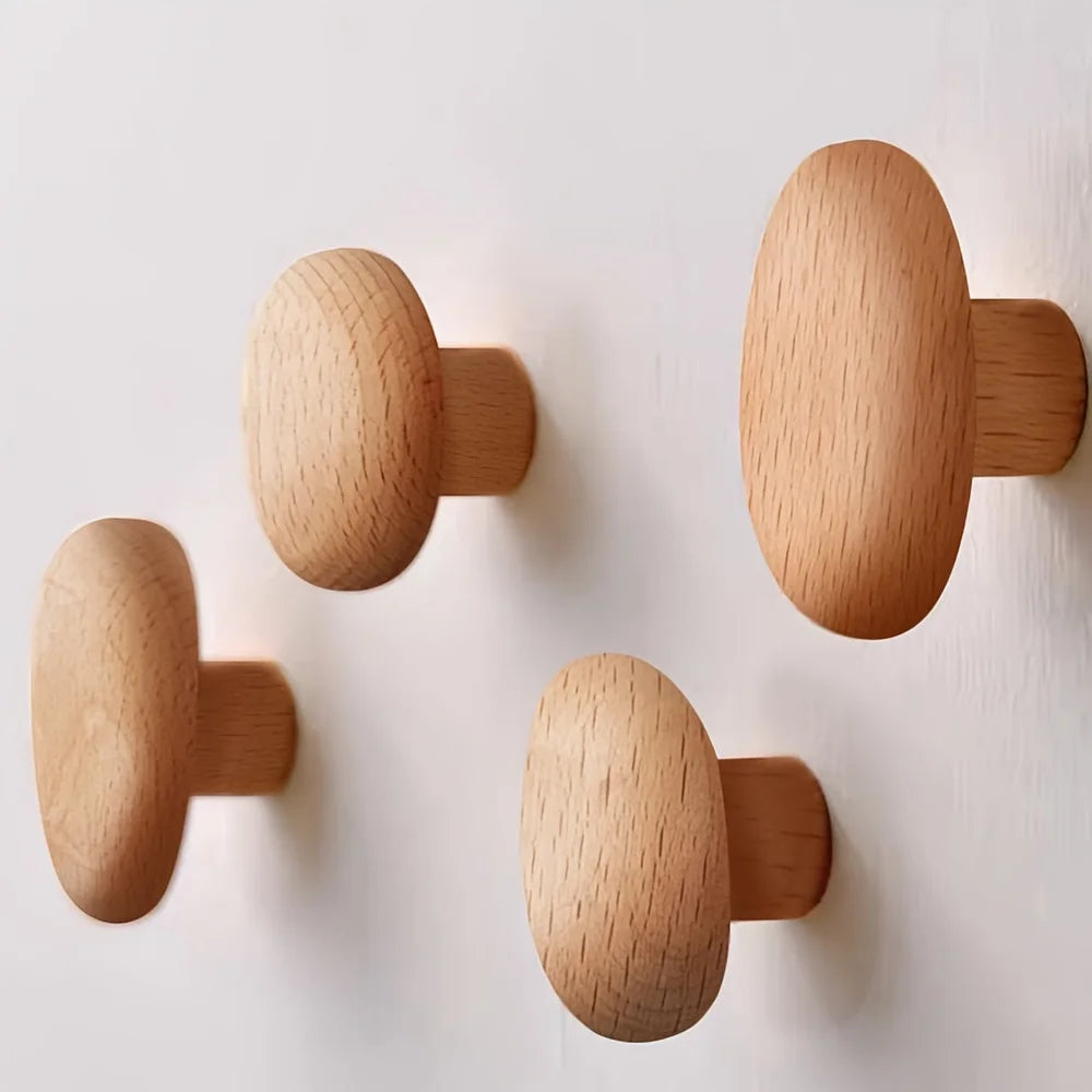 Organic pebble solid wood wall hooks set of 4 – view 14