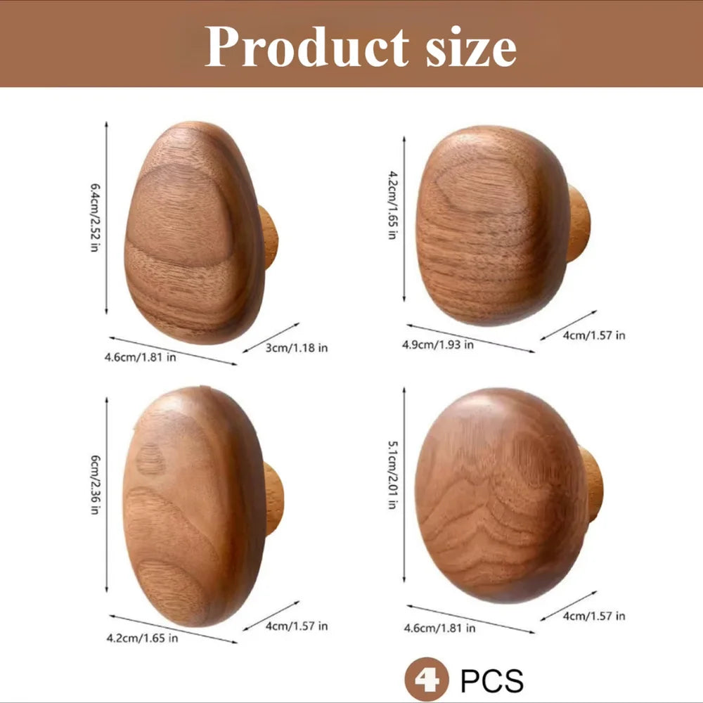 Organic pebble solid wood wall hooks set of 4 – view 16