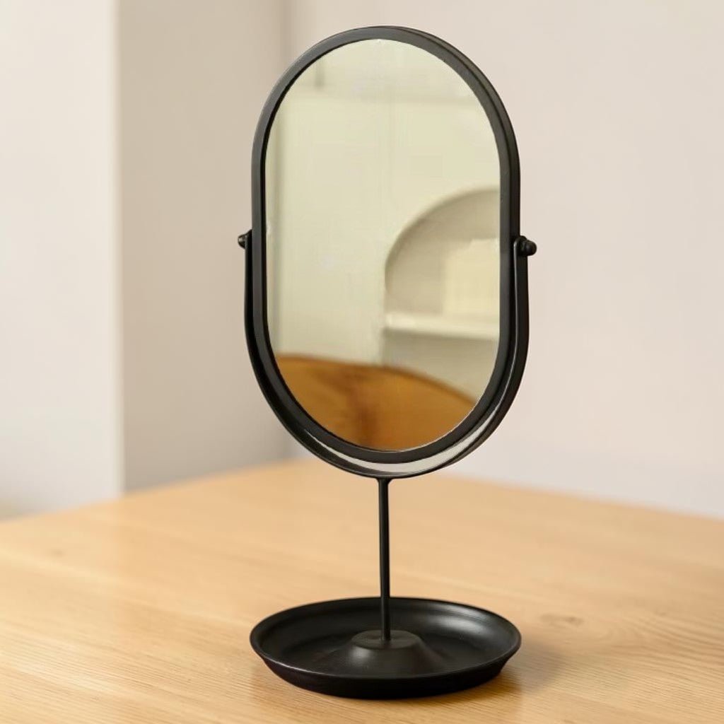 Oval Vanity Mirror Iron Desktop Stand 360° Rotating - Lattea Global