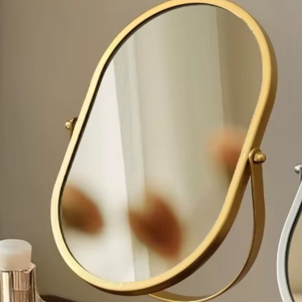 Oval Vanity Mirror Iron Desktop Stand 360° Rotating - Lattea Global