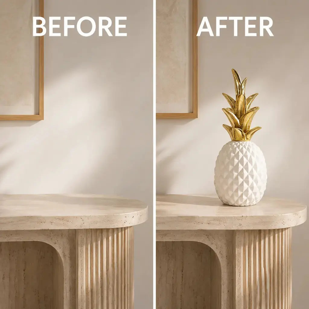 Resin Pineapple Decorative Sculpture before and after