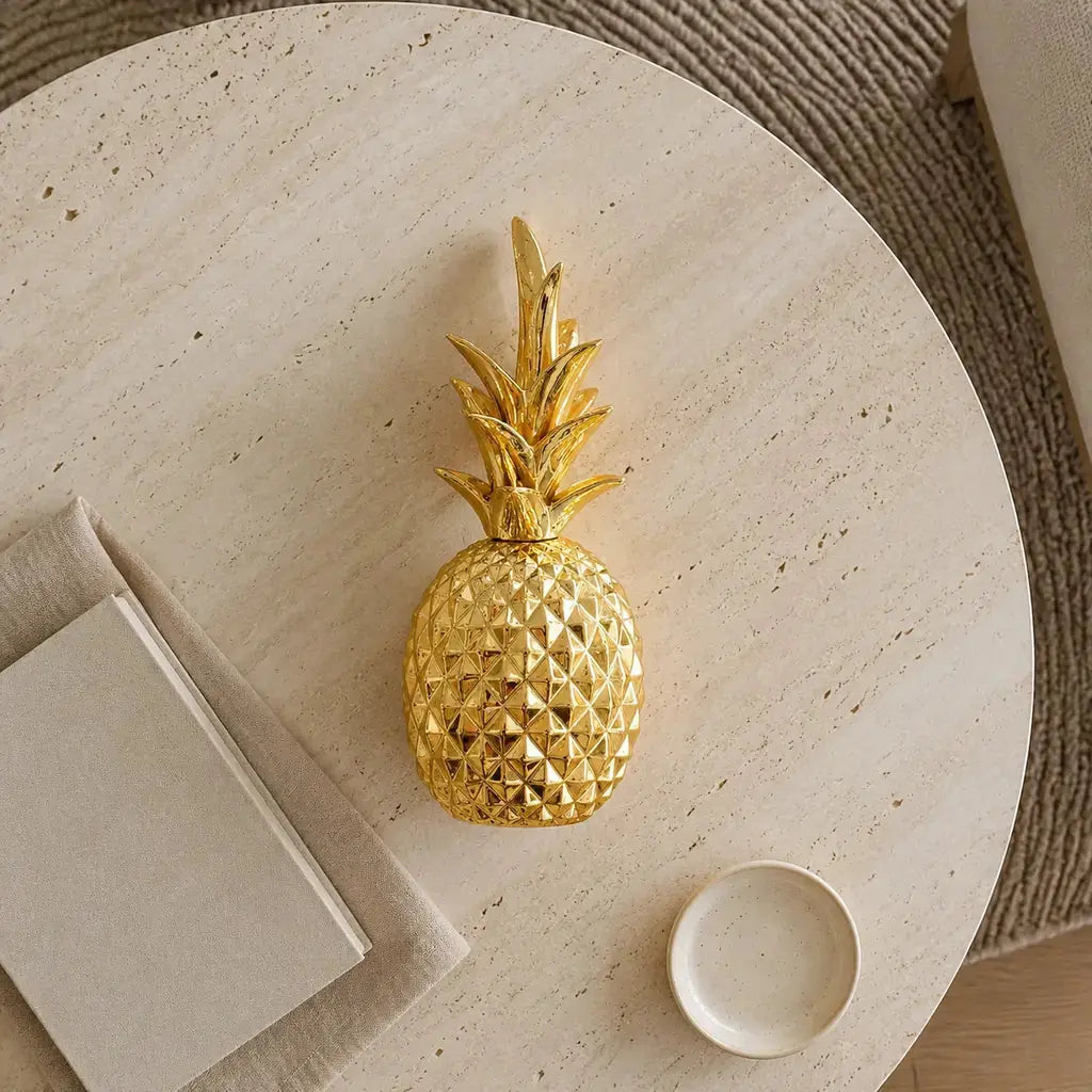 Gold Resin Pineapple Decorative Sculpture overhead interior view