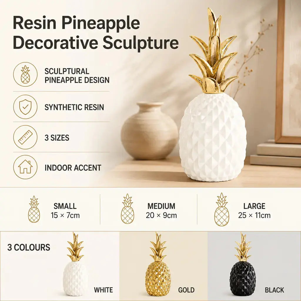 Resin Pineapple Decorative Sculpture benefits, sizes and colours