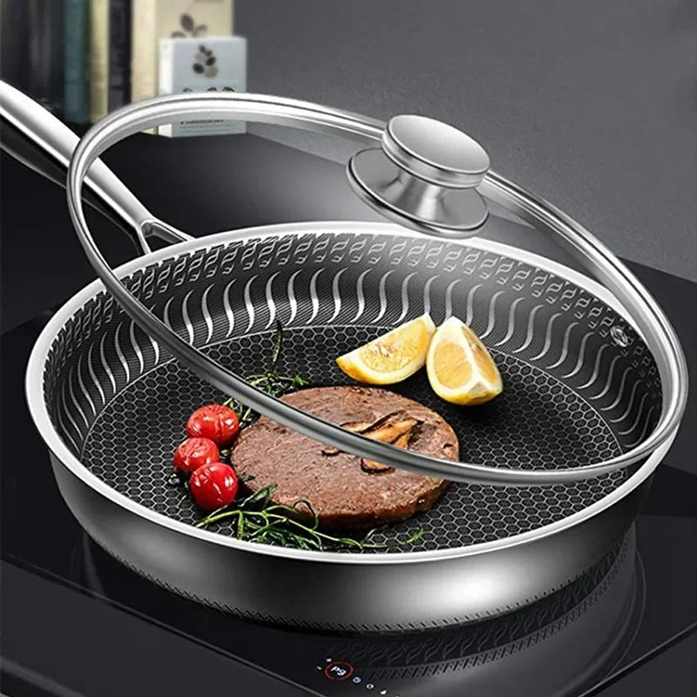 Premium Honeycomb Non - Stick Wok – Stainless Steel Perfect for Stir - Fry - Lattea Global