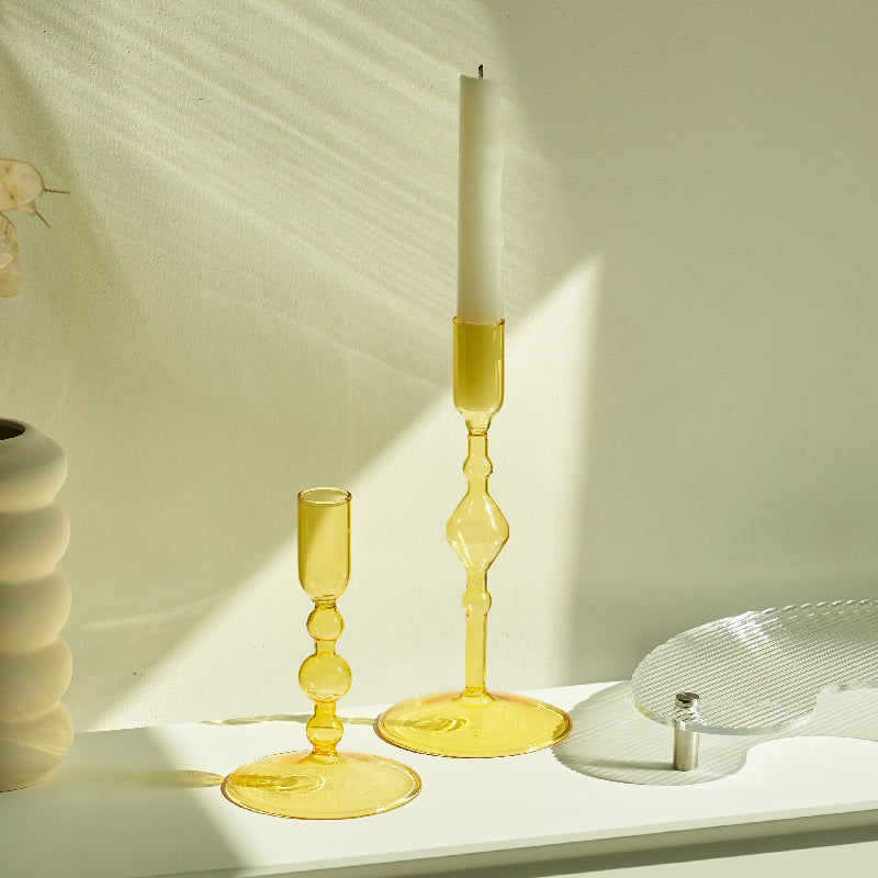 Harlow Handblown Glass Candlestick Holders