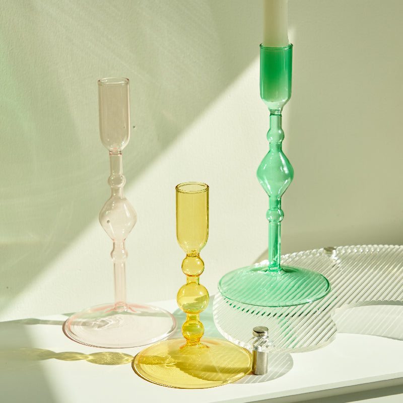 Harlow Handblown Glass Candlestick Holders