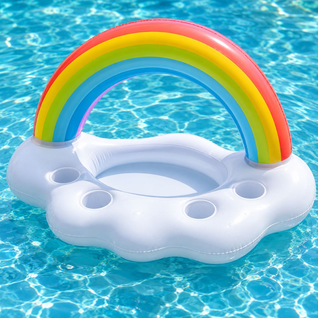 Rainbow Inflatable Pool Drinks Tray with Cup Holders