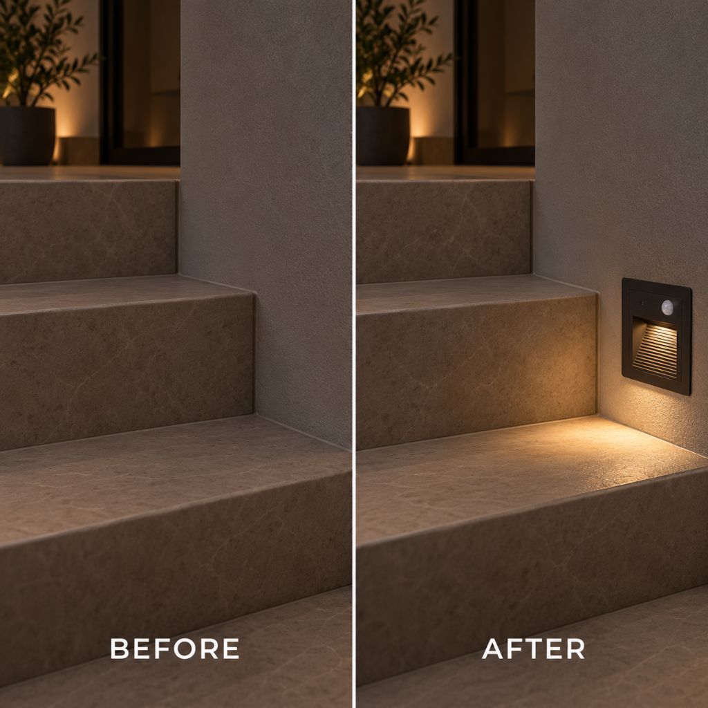 Recessed LED Step Light with PIR Motion Sensor 3W IP65