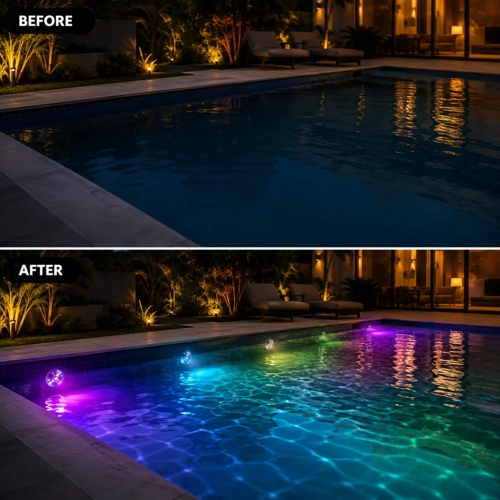 Rechargeable pool lights ip68 waterproof submersible led with remote – view 5