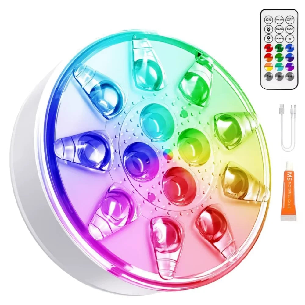 Rechargeable pool lights ip68 waterproof submersible led with remote – view 12