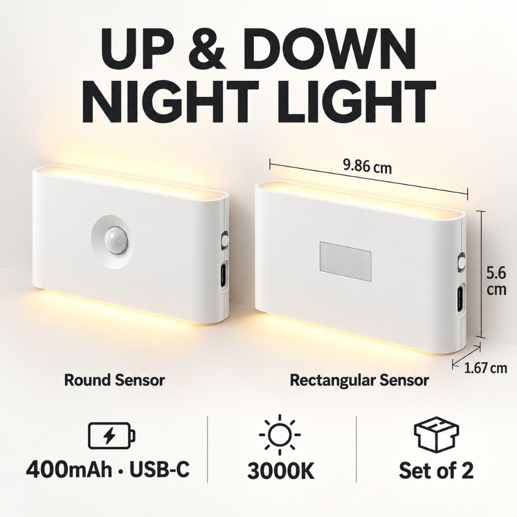 Rechargeable Up & Down LED Night Light with Motion Sensor
