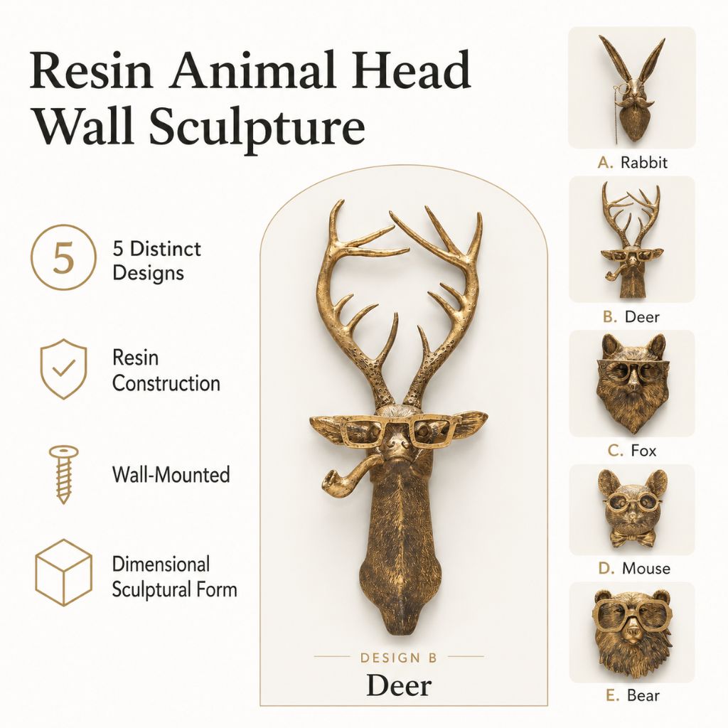 Resin Animal Head Wall Sculpture