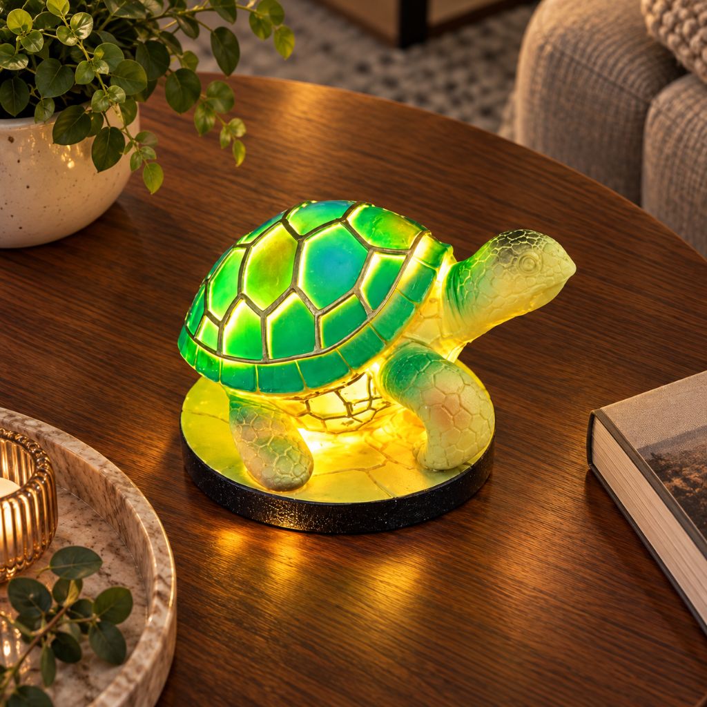 Resin Animal LED Table Lamp with Stained Glass Effect