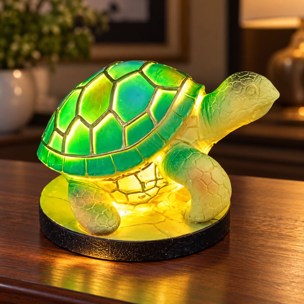 Resin Animal LED Table Lamp with Stained Glass Effect