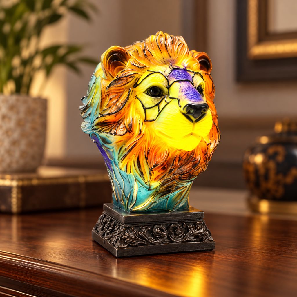 Resin Animal LED Table Lamp with Stained Glass Effect