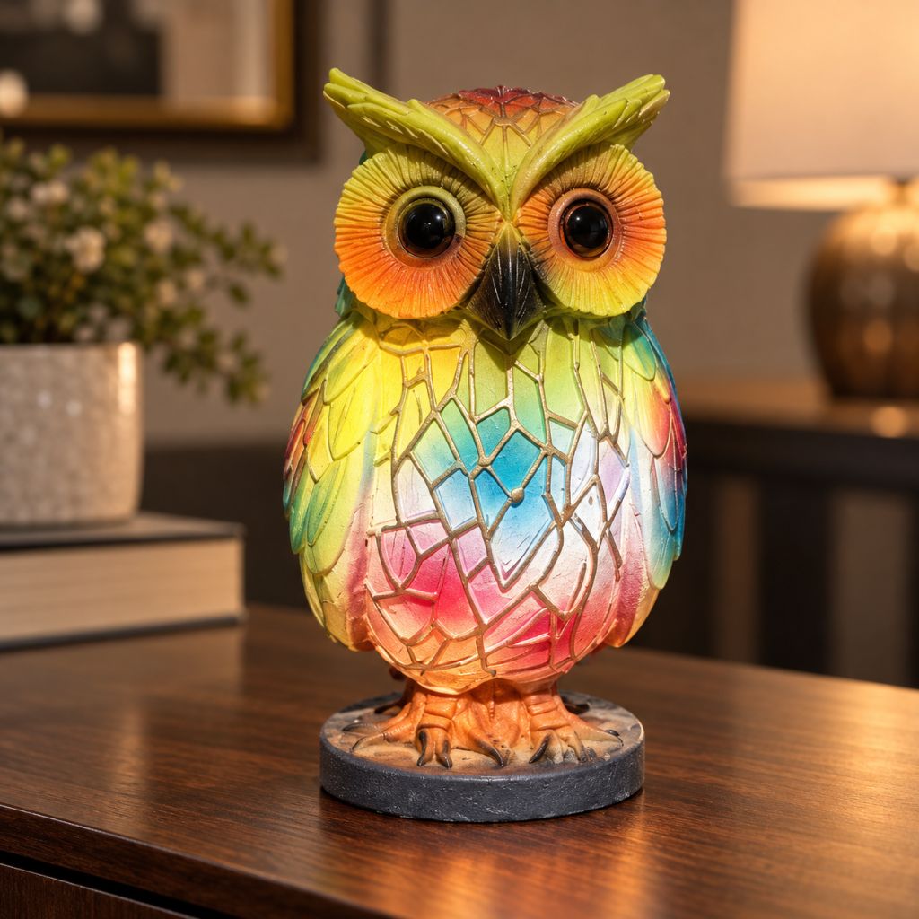 Resin Animal LED Table Lamp with Stained Glass Effect