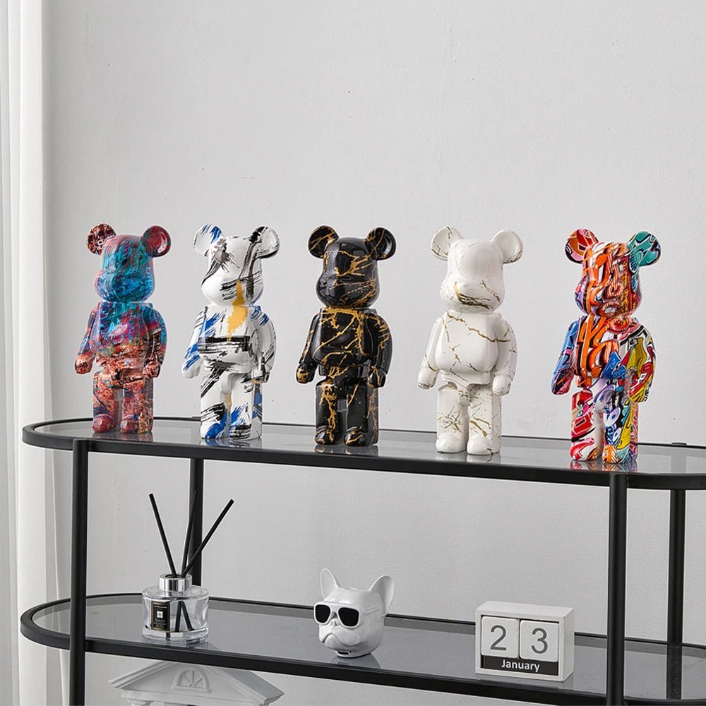 Resin Bear Sculpture with Graffiti Street Art Design - Lattea Global