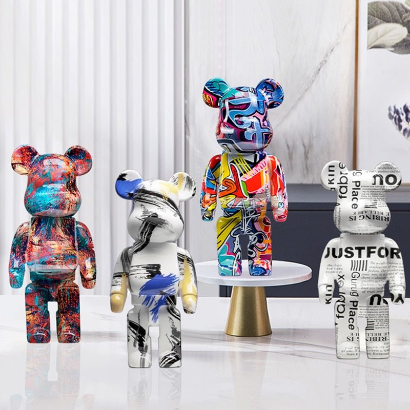 Resin Bear Sculpture with Graffiti Street Art Design - Lattea Global