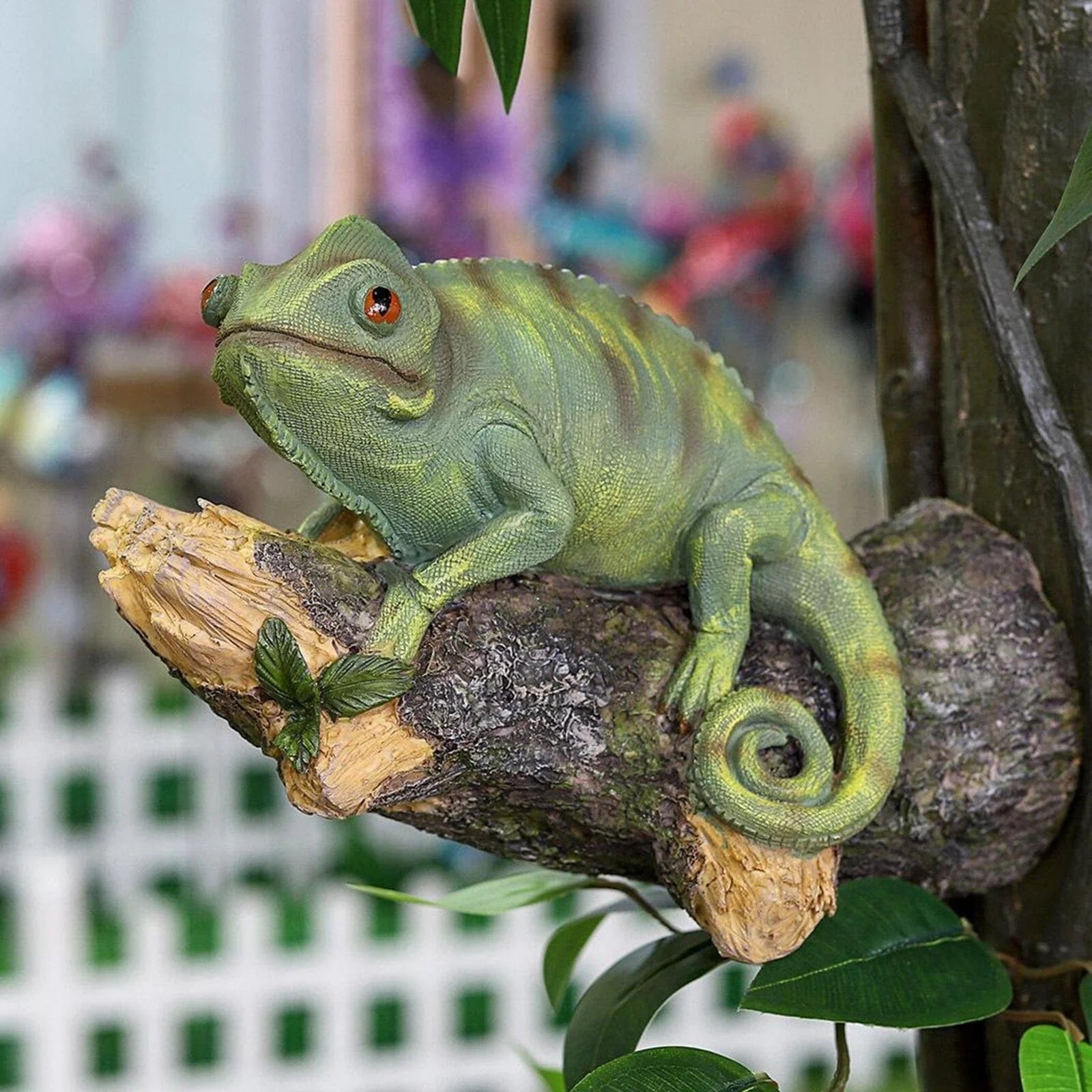 Resin Chameleon Figurine on Tree