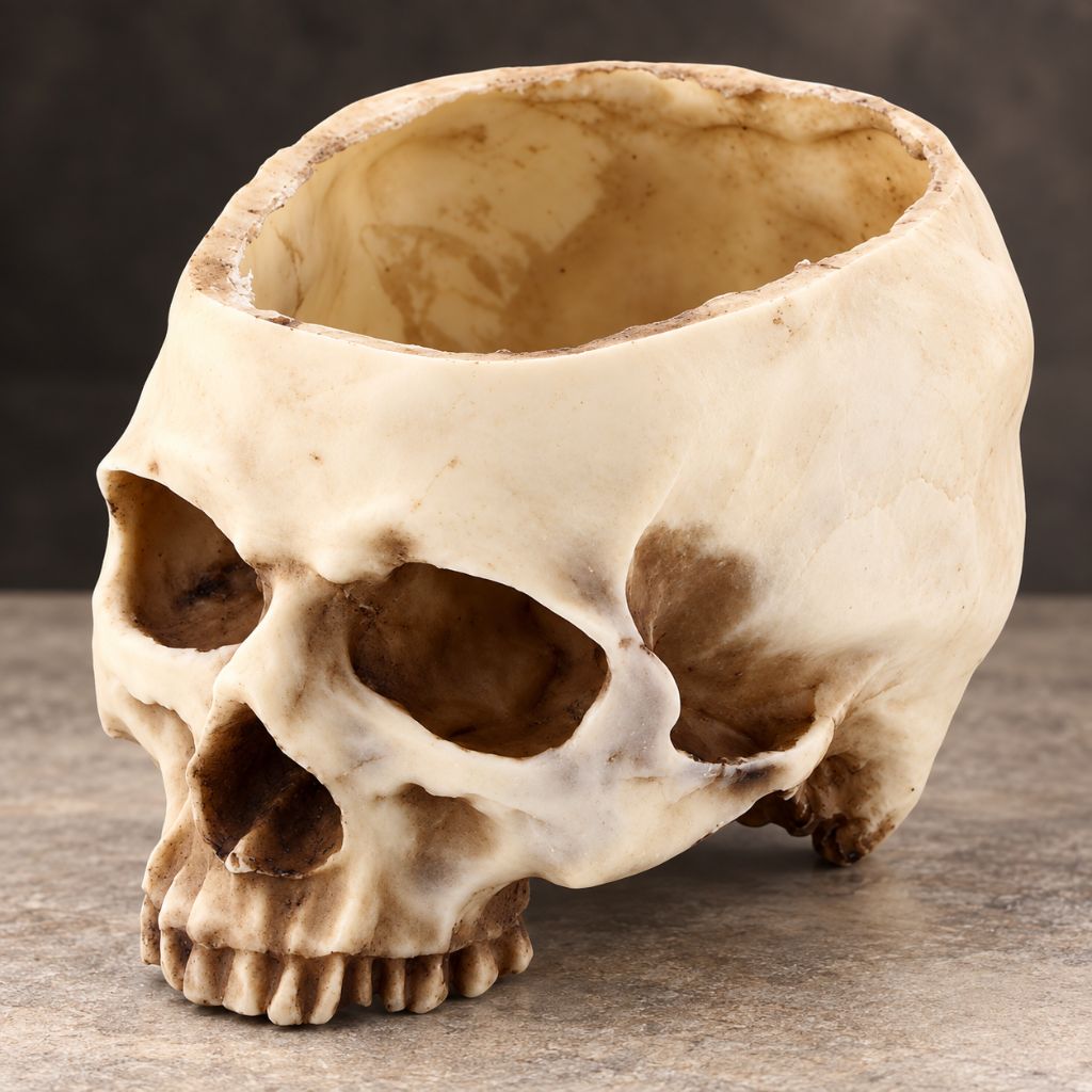 Resin Skull Planter for Gothic and Halloween Decor